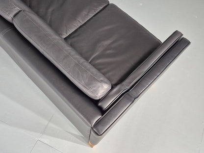 Vintage 2 Seat Sofa Danish Black Leather Mogensen Style Retro 1980s EB10466 M2SS14