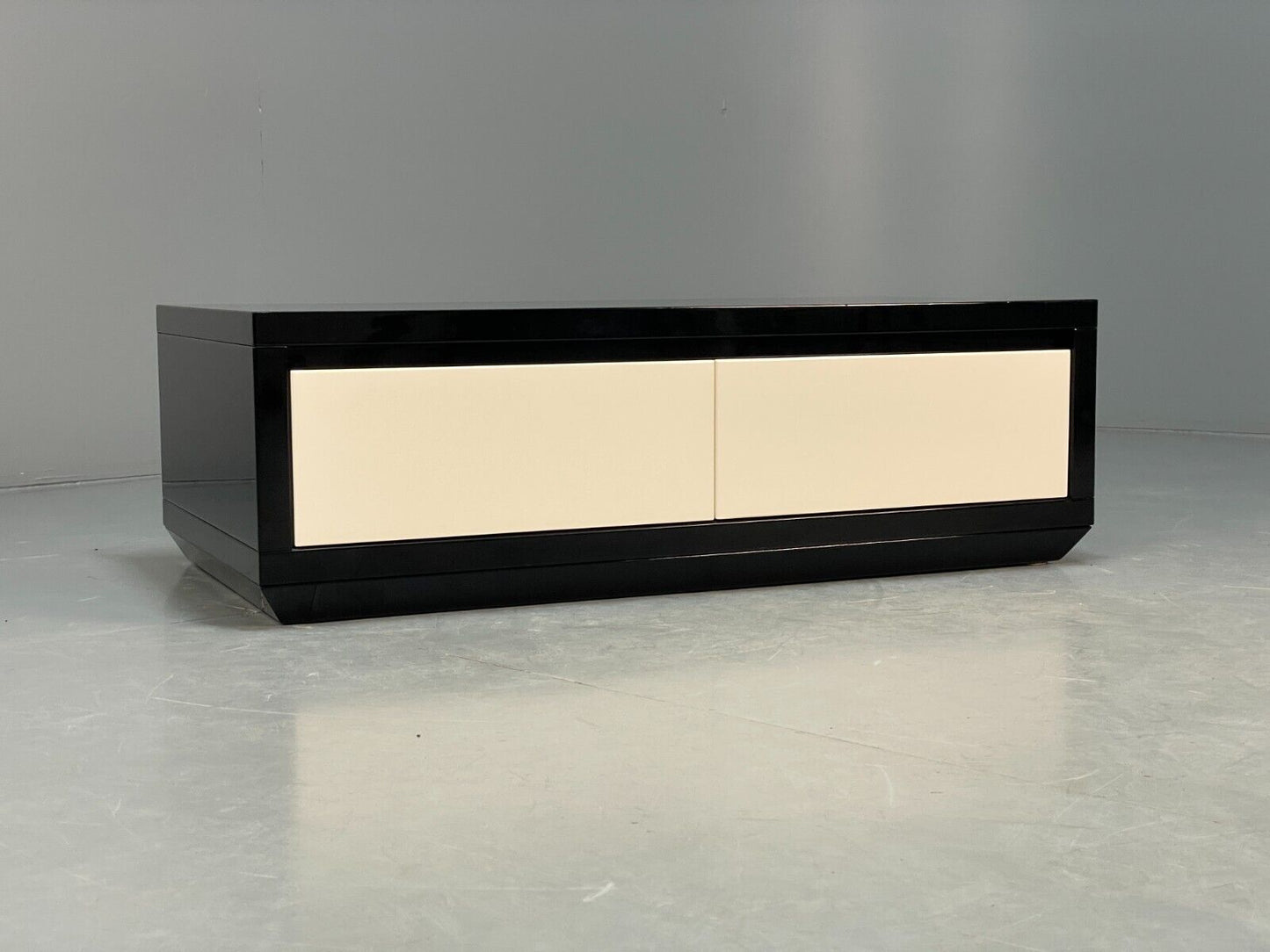 Modern Italian Gloss Black Low Double Drawer Unit EB8662 MWOO - UKDK FURNITURE