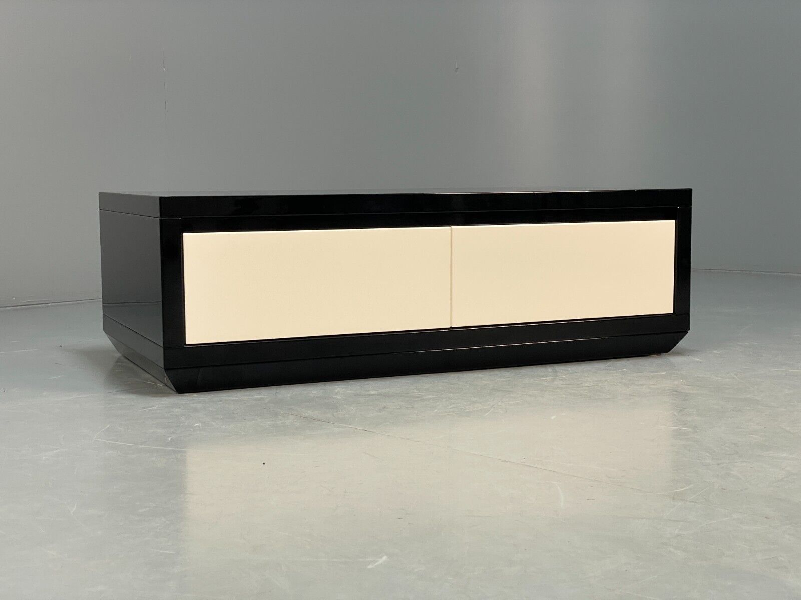 Modern Italian Gloss Black Low Double Drawer Unit EB8662 MWOO - UKDK FURNITURE