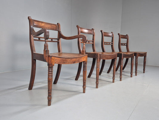 4 Antique Ball Back Walnut Dining Chairs Regency Style EB9146 VDIN - UKDK FURNITURE