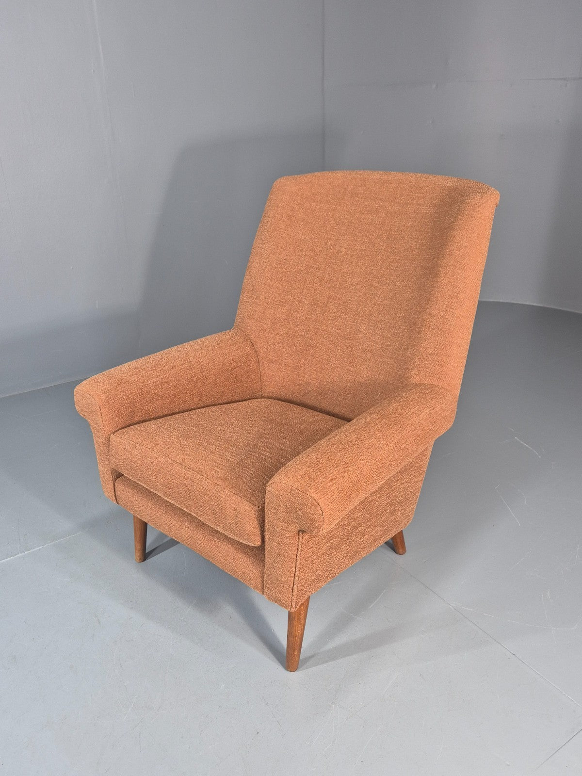 Mid Century Lounge Chair Danish 1960s New Upholstery Retro Teak Leg EB11020 MNOR15