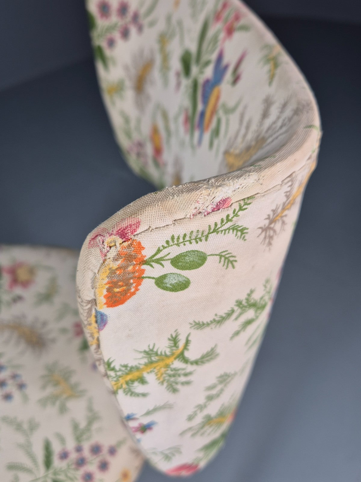 Retro 1950s Dining Chair Teak Bentwood Floral MCM Vintage EB10937 MNOR7