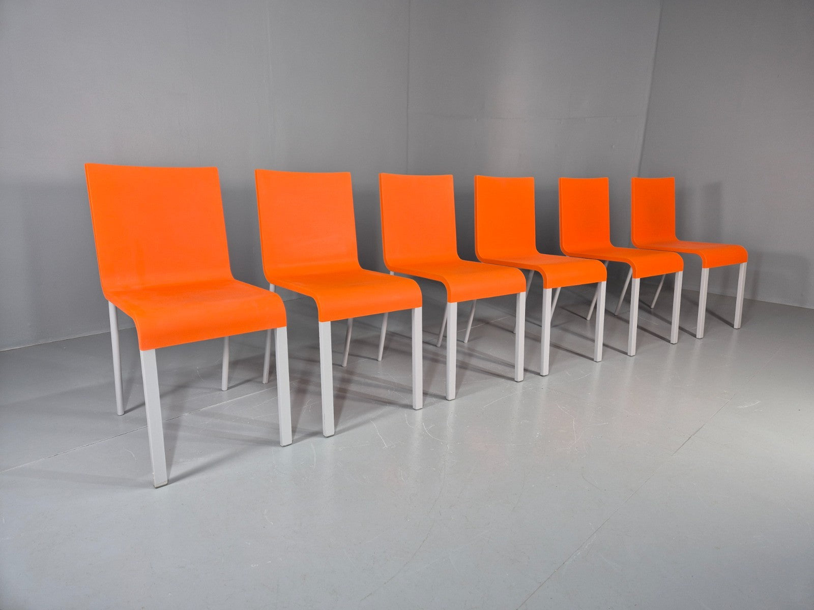 6 Orange Vitra Chairs By Maarten Van Severen Model .03 1990s EB11731 MDIN0