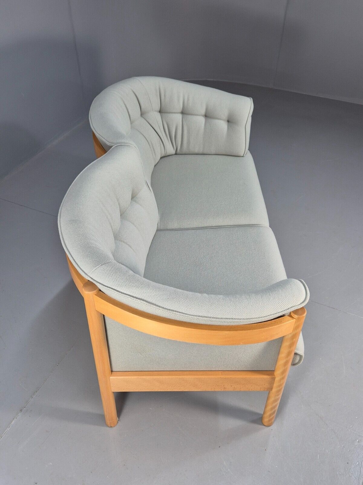 Vintage Danish 2 Seat Sofa Blue Wool Beech Curved Frame Nielaus MCM EB8549 M2SS - UKDK FURNITURE