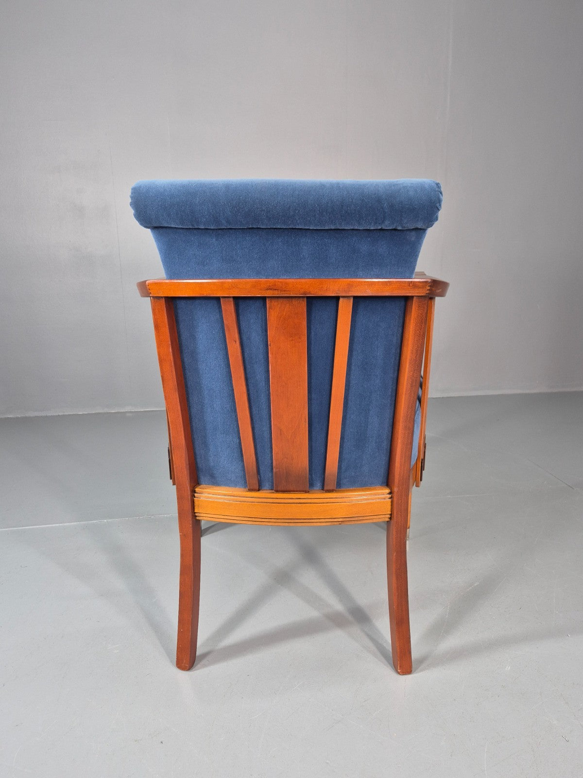 6 Art Deco Style Elbow Chairs Scandinavian Modern Blue Velvet   EB10935 VDIN8