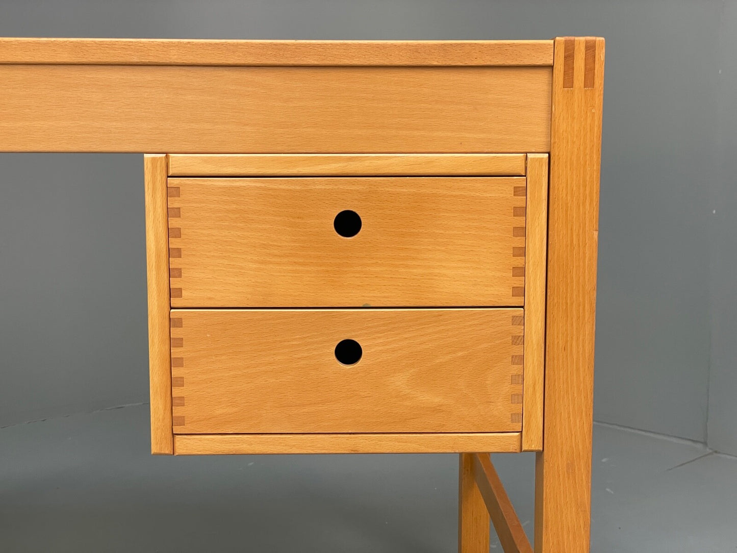 Vintage Danish Beech Desk Compact Exposed Joints Sliding Drawers EB9440 MWOO - UKDK FURNITURE