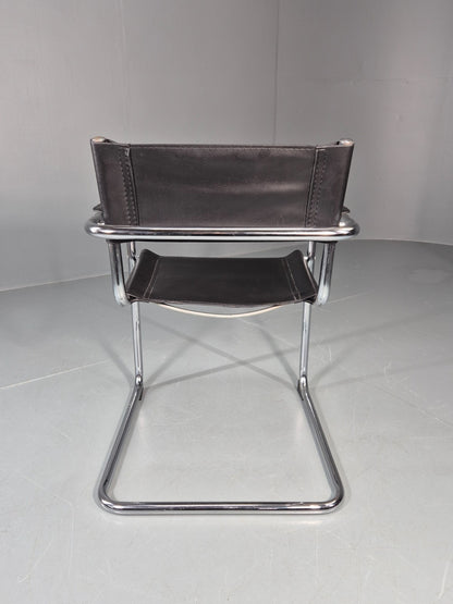 Vintage Leather and Chrome MG5 Bauhaus Style Elbow Chair 1980s EB11216 MNOR10