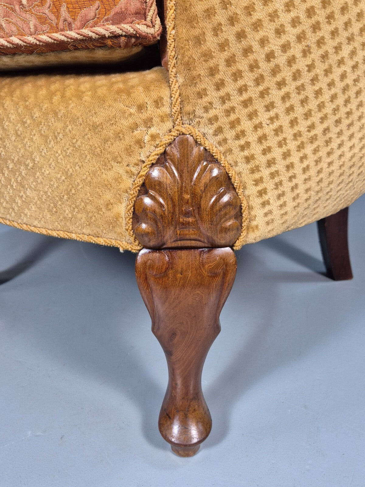 Vintage Danish Art Deco Tub Chair Gold Moquette Upholstery 1920s EB9055 VCLO - UKDK FURNITURE