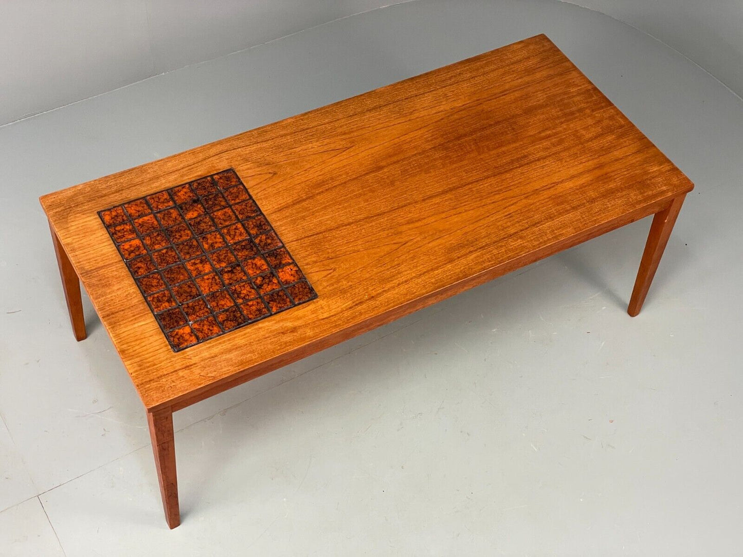 Vintage Danish Teak and Tile Top Coffee Table 1970s Retro Orange EB6890 MWOO - UKDK FURNITURE