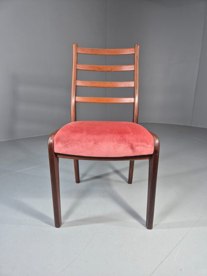 Vintage G Plan Dining Chair 1970s Pink Velour Teak Retro MCM  EB11649 VDIN1