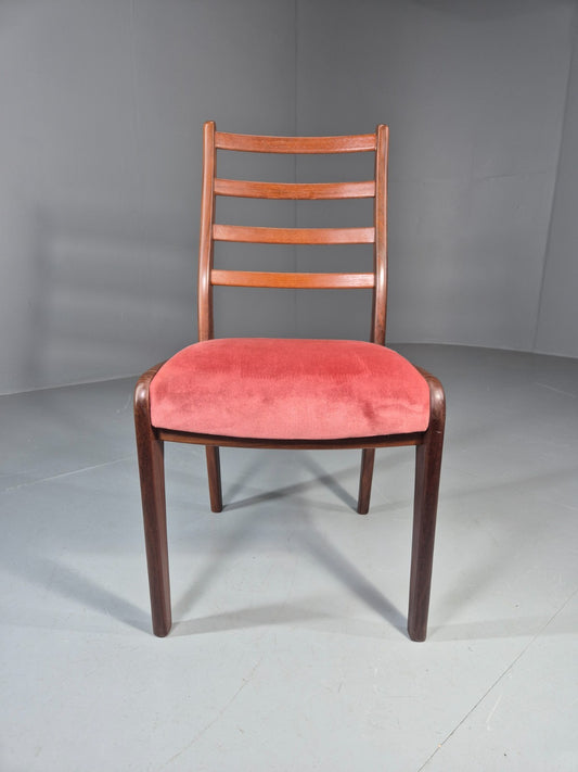 Vintage G Plan Dining Chair 1970s Pink Velour Teak Retro MCM  EB11649 VDIN1