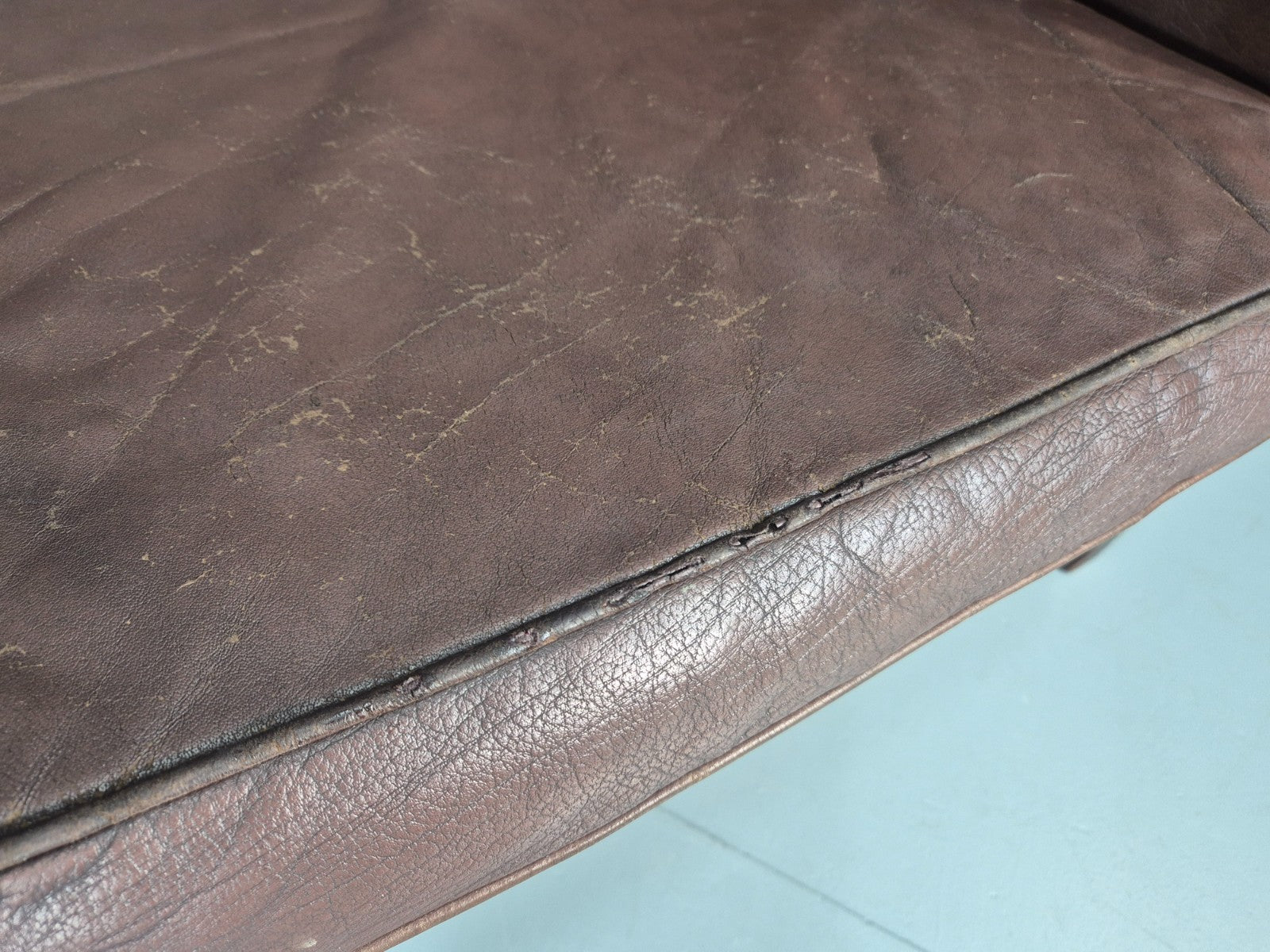 3 Seater Leather Sofa Vintage Mid Century Mogensen Shape 1970 Retro EB11356 M3SS8