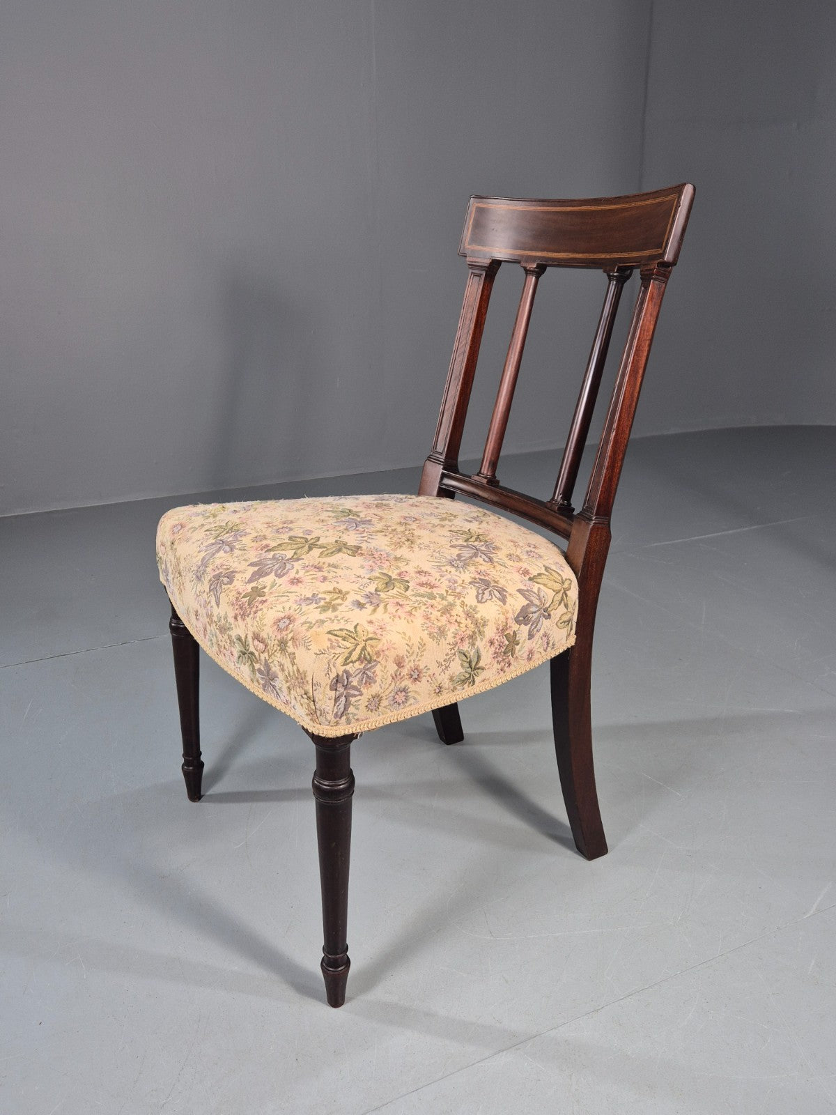 Antique Empire Dining Chair Mahogany Frame Pillared Slats Floral   EB11223 VDIN0