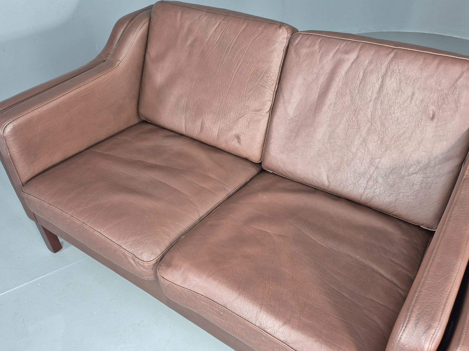 Vintage 2 Seater Sofa Danish Brown Leather Mid Century Retro 1970s EB9304 M2SS20
