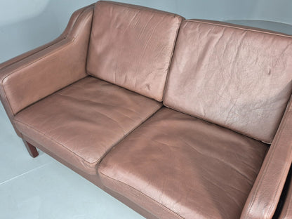 Vintage 2 Seater Sofa Danish Brown Leather Mid Century Retro 1970s EB9304 M2SS20