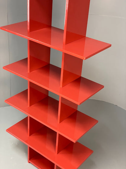 Red Bookcase Vinyl Storage - Postmodern 1980s Style Gloss Laminate EB10949 MWOO4