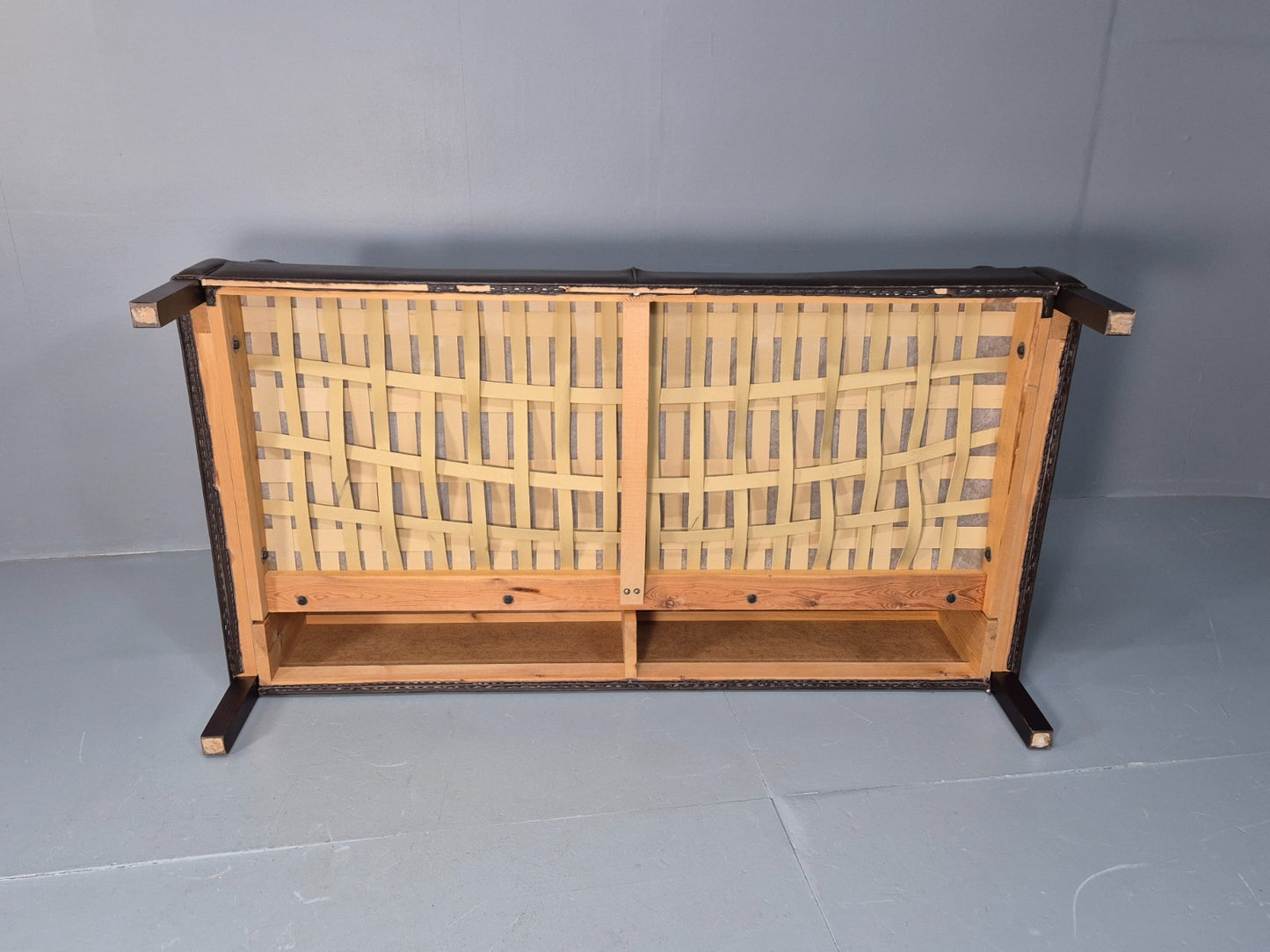 Midcentury Two Seater Sofa Brown Leather Vintage Danish 1970s Retro EB10101 M2SS8