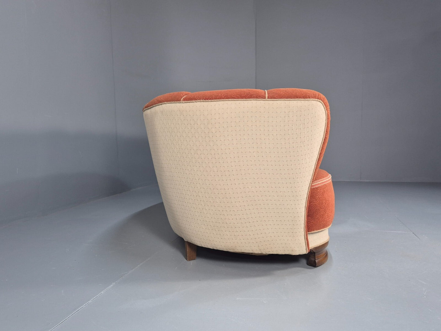 Vintage Danish Art Deco Banana Sofa Peach and Cream 1930s Retro EB9745 V3SS - UKDK FURNITURE
