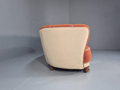Vintage Danish Art Deco Banana Sofa Peach and Cream 1930s Retro EB9745 V3SS - UKDK FURNITURE