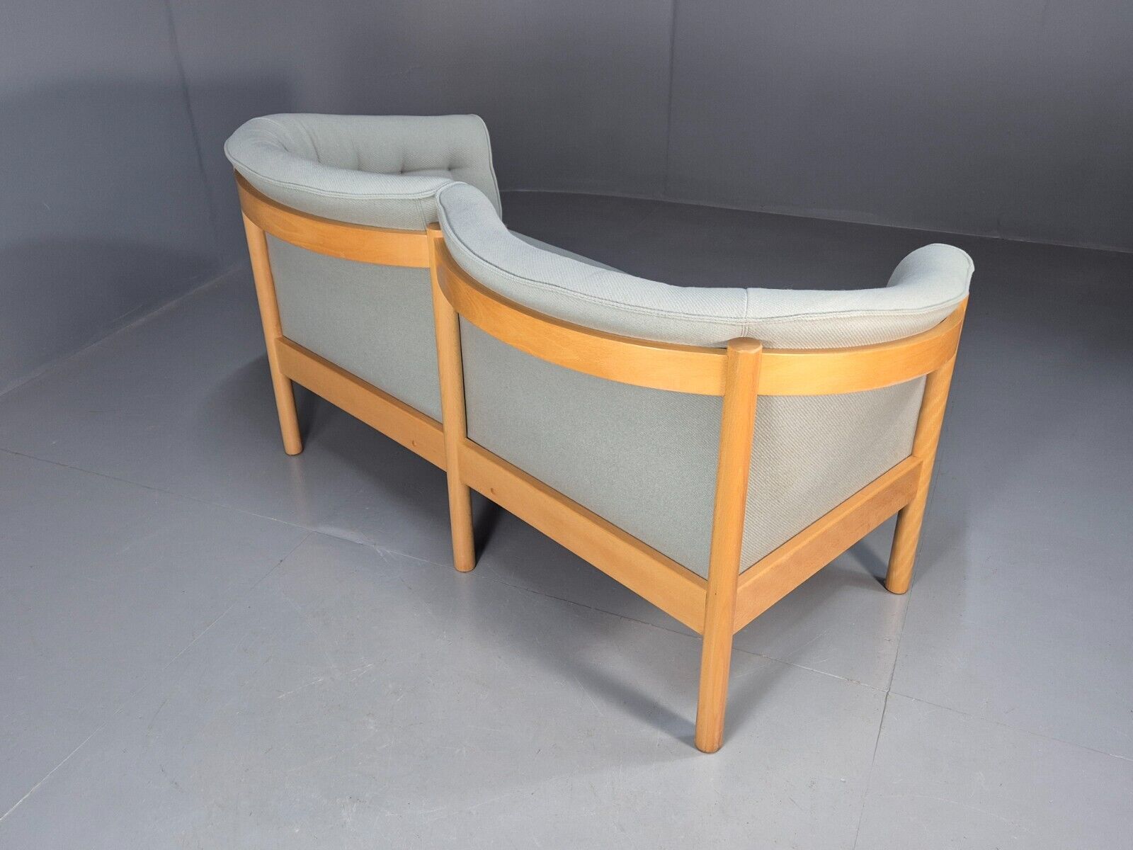 Vintage Danish 2 Seat Sofa Blue Wool Beech Curved Frame Nielaus MCM EB8549 M2SS - UKDK FURNITURE