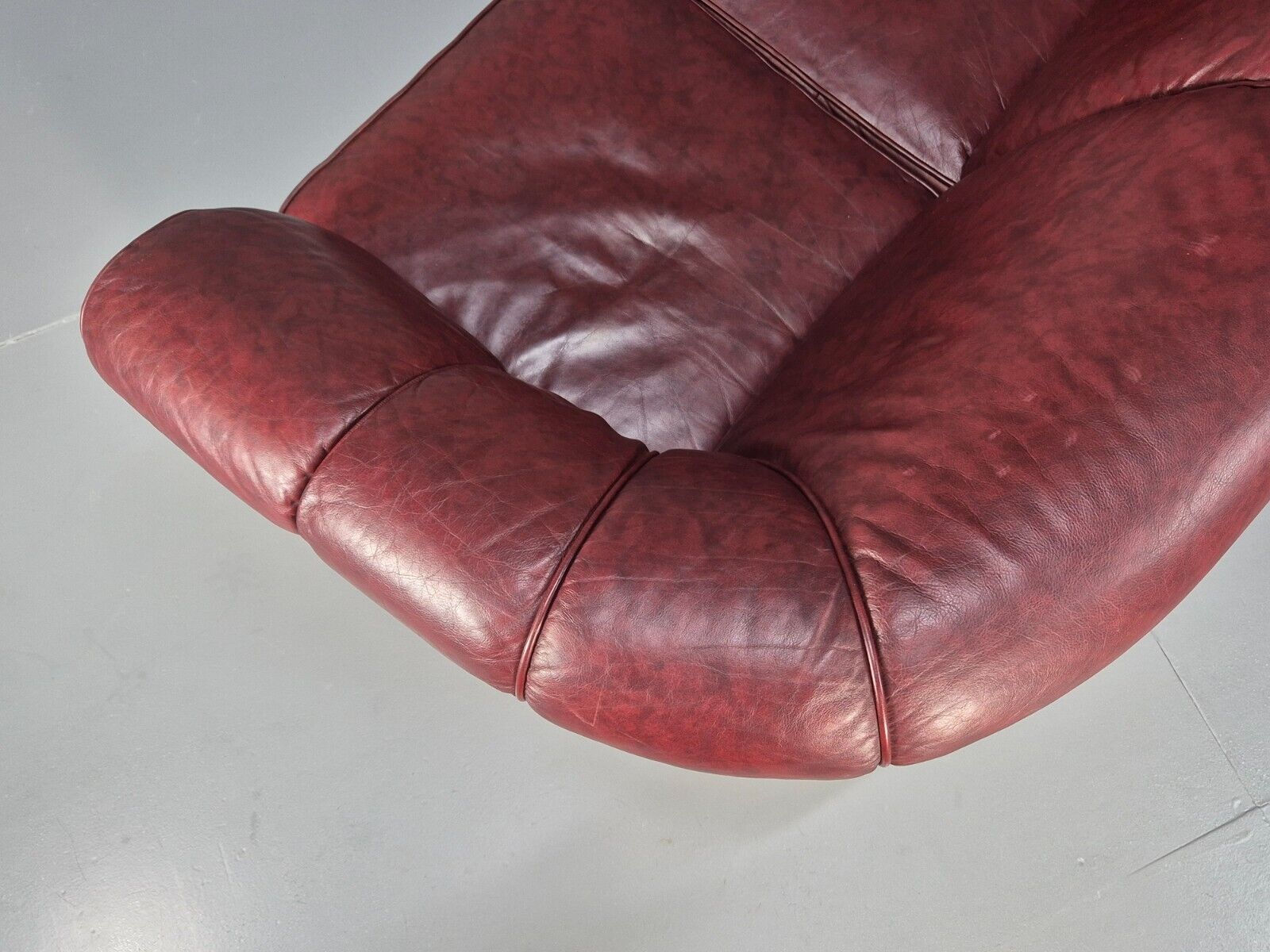 Vintage Danish 2 Seat Sofa Red Leather Wood Trim 1990s Retro EB8567 M2SS - UKDK FURNITURE