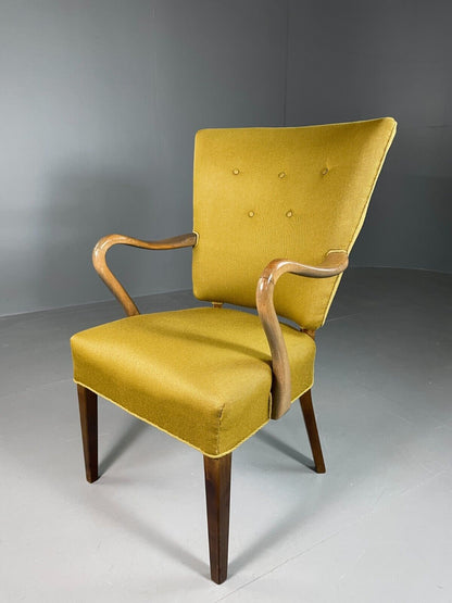 Vintage Danish Elbow Chair Green Beech Frame Retro MCM EB6756 MNOR - UKDK FURNITURE