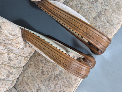 2 Vintage Danish Lounge Chair Floral Cotton Oak Detailing Antique Deco 1920 VCLO - UKDK FURNITURE