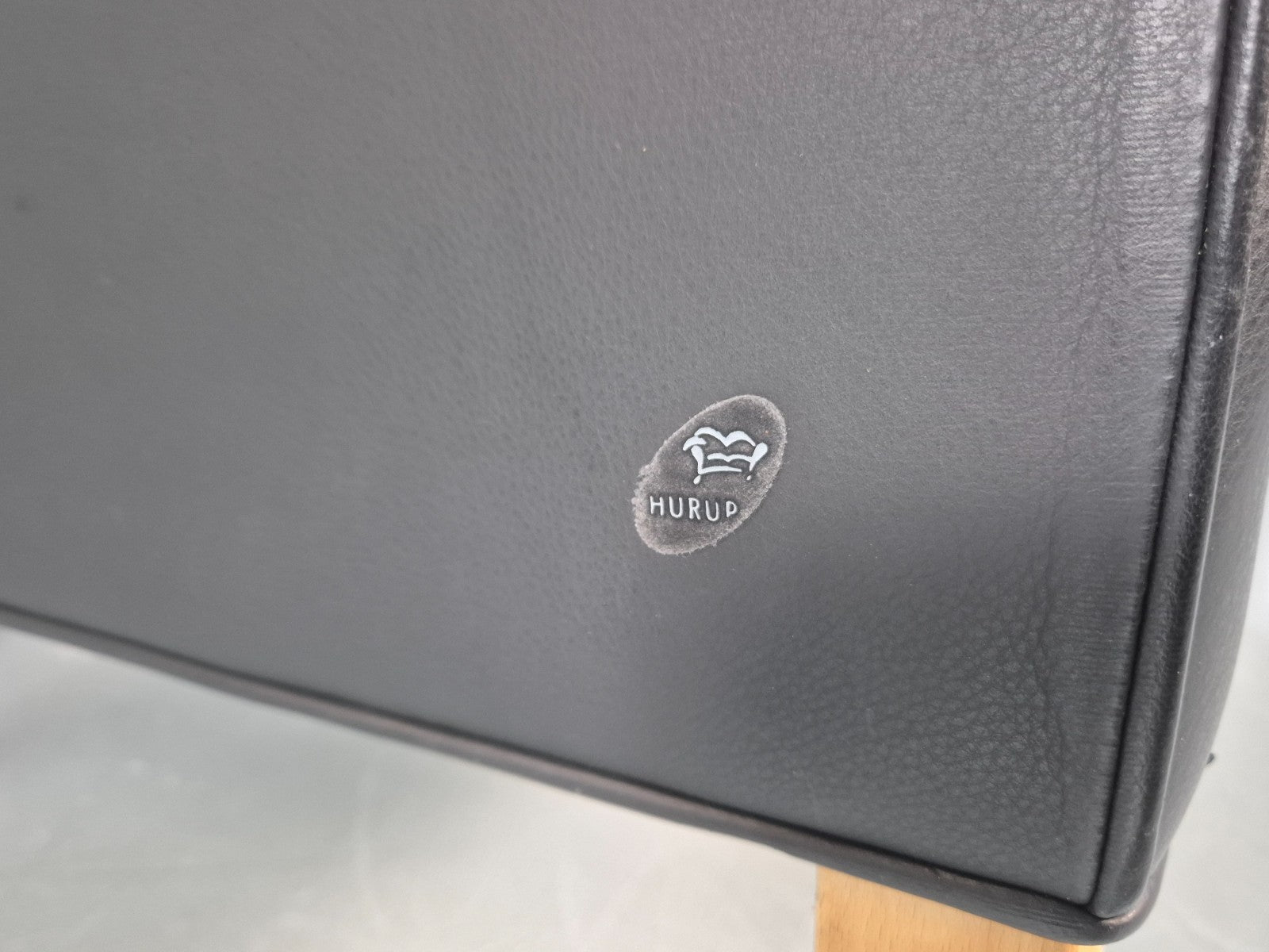 Vintage Hurup Danish 3 Seat Black Leather Sofa Mogensen 1980s Retro EB9966 M3SS10