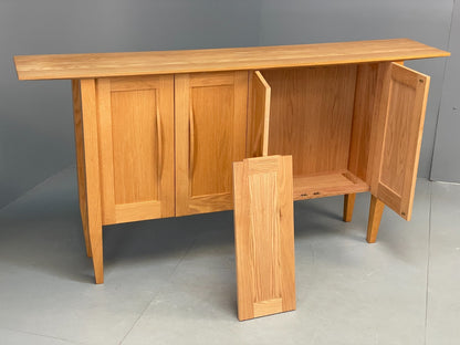 Modern Solid Oak Sideboard Nice Curving Handles Angled Legs EB10684 MWOO15