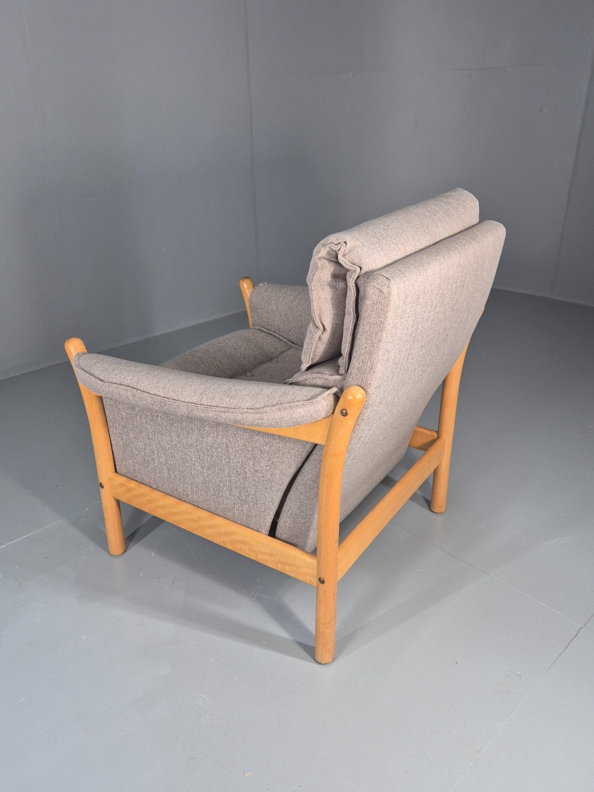 Vintage Lounge Chair Mid Century Danish Beech Frame New Upholstery EB11314 MNOR17
