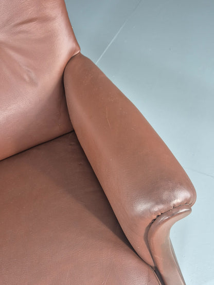 Vintage Mid Century Wing back lounge Chair danish brown Vinyl  EB11818 MNOR4