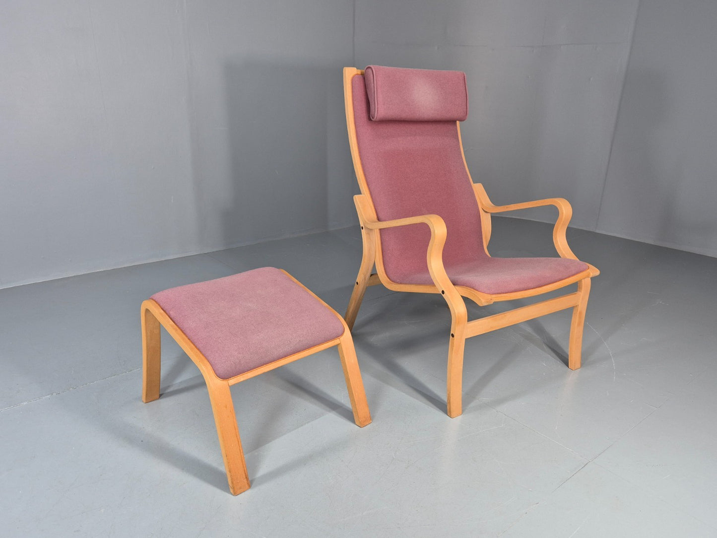 Vintage Danish Bentwood Chair and Footstool Ostergaard Style Retro EB11297 MBEN16