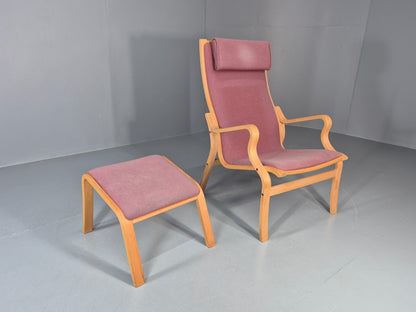 Vintage Danish Bentwood Chair and Footstool Ostergaard Style Retro EB11297 MBEN16