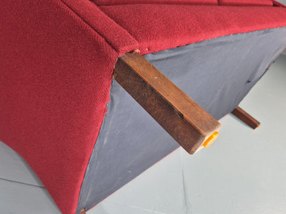 Vintage Danish Two Seater Sofa Mid Century Modern Retro Red Wool EB11363 M2SS9