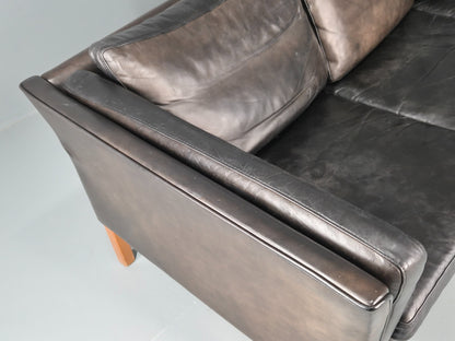 Vintage 3 Seat Sofa Danish Black Leather Vemb MCM Retro 1980s  EB10478 M3SS16