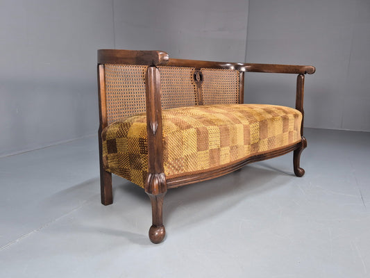 Art Deco Era Settee Two Seater Oak Frame `Bergere Back 1920s EB10692 VBER1