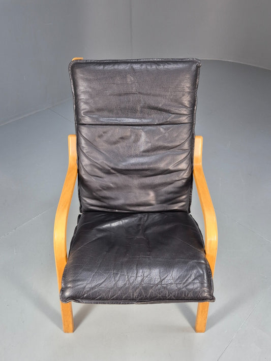 Vintage Stouby Black Leather Bentwood Armchair Retro Danish EB9297 MBEN - UKDK FURNITURE