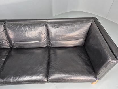 Vintage 3 Seat Sofa Danish Black Leather Mid Century Retro 1980s  EB10471 M3SS9