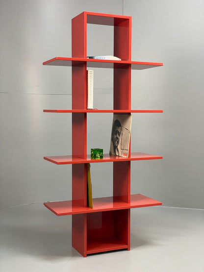 Red Bookcase Vinyl Storage - Postmodern 1980s Italian Style Gloss EB10950 MWOO10