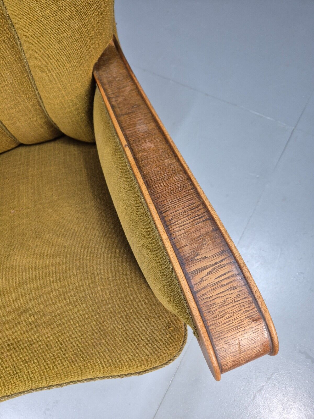 Art Deco Danish Oak Lounge Chair Green Wool 1940s Retro EB9047 VCLO - UKDK FURNITURE