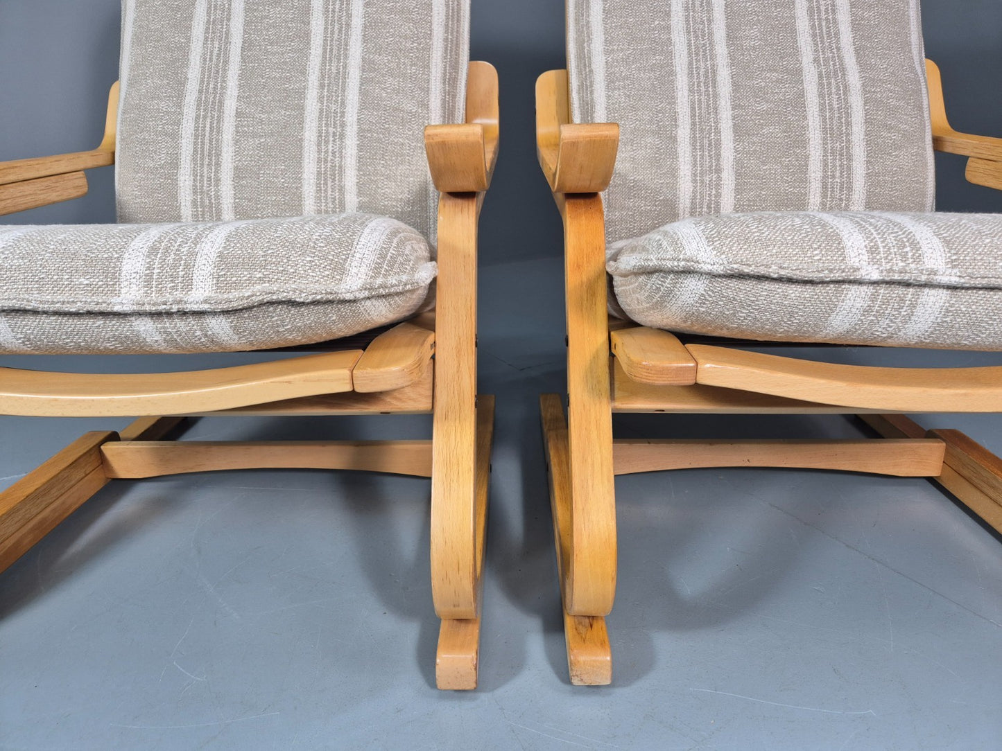 2 Mid Century Lounge Chairs New Upholstery Bentwood Vintage Danish EB10317 MBEN17