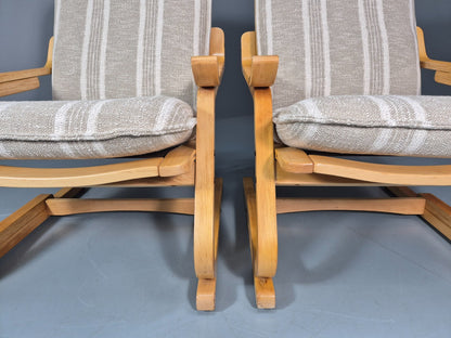 2 Mid Century Lounge Chairs New Upholstery Bentwood Vintage Danish EB10317 MBEN17