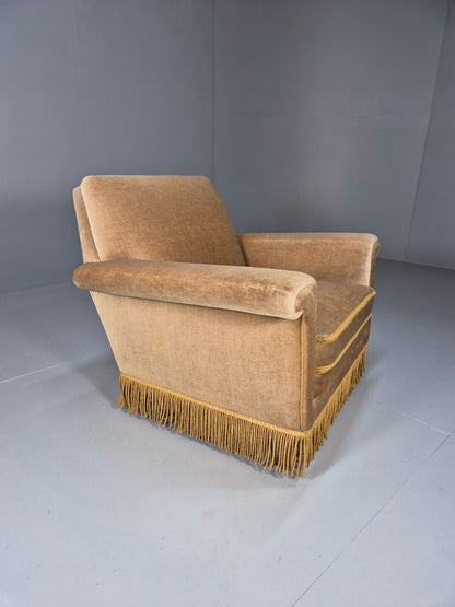 Vintage Danish Lounge Chair Gold Velour Tassels 1960s Retro MCM EB8947 VCLO - UKDK FURNITURE