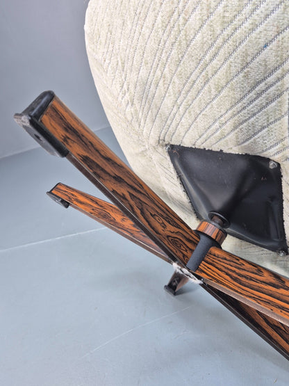 1980s Swivel Bucket Chair Mid Century Modern Rosewood Base Retro EB10649 MSWI11