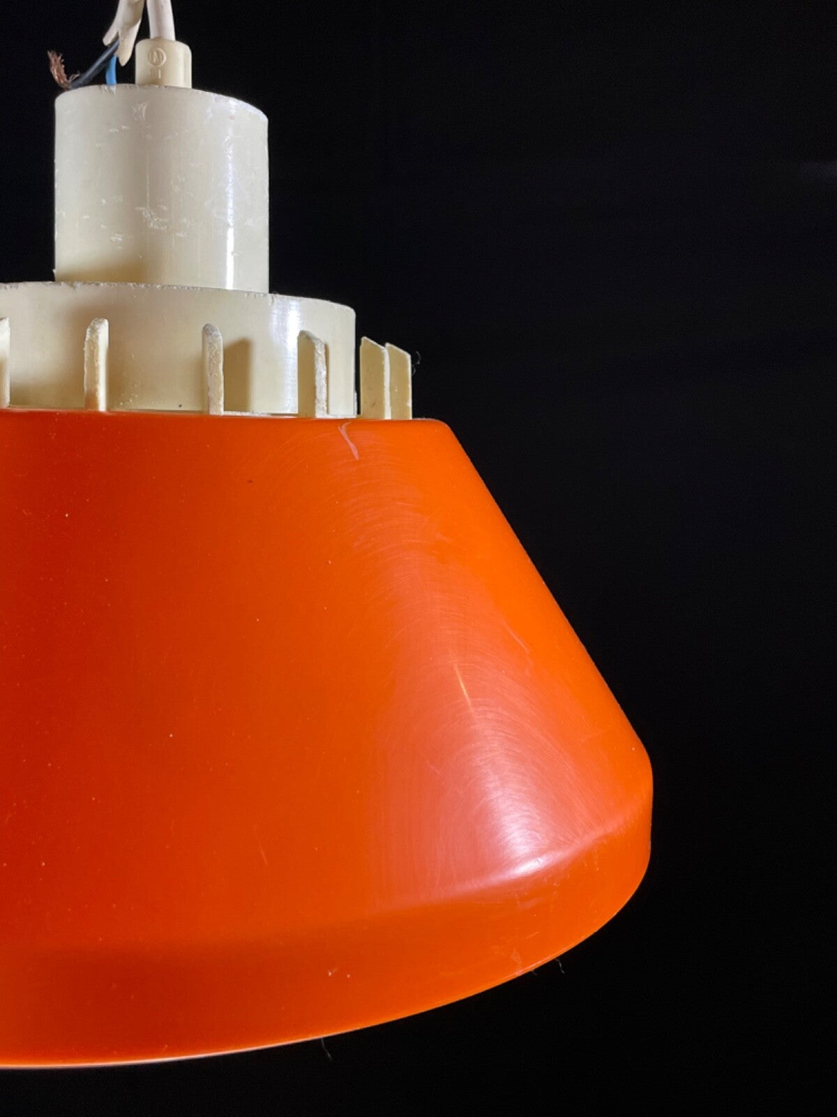 Danish Pendant Light Lyskaer Belysning Model 854 Orange Plastic EB5089 LCLC5