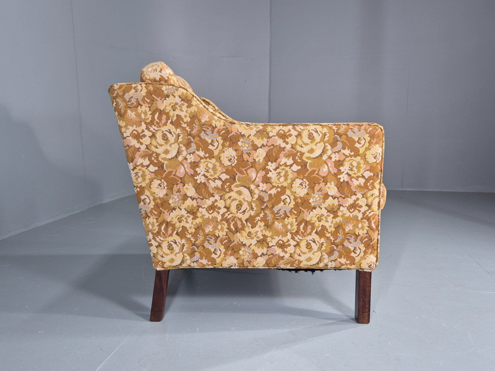 Vintage Danish 1970s Lounge Chair Floral Upholstery Mid Century EB11922 MNOR8