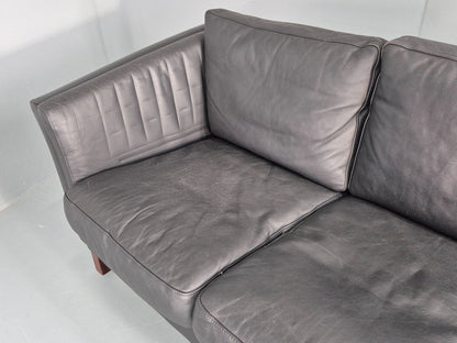 Vintage 3 Seat Sofa Danish Black Leather Mid Century Retro Design EB10481 M3SS19