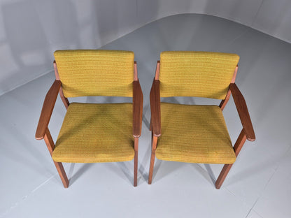 2 Danish Desk Chairs Teak Framed Original Wool Upholstery 1960s MCM EB11335 MDIN4
