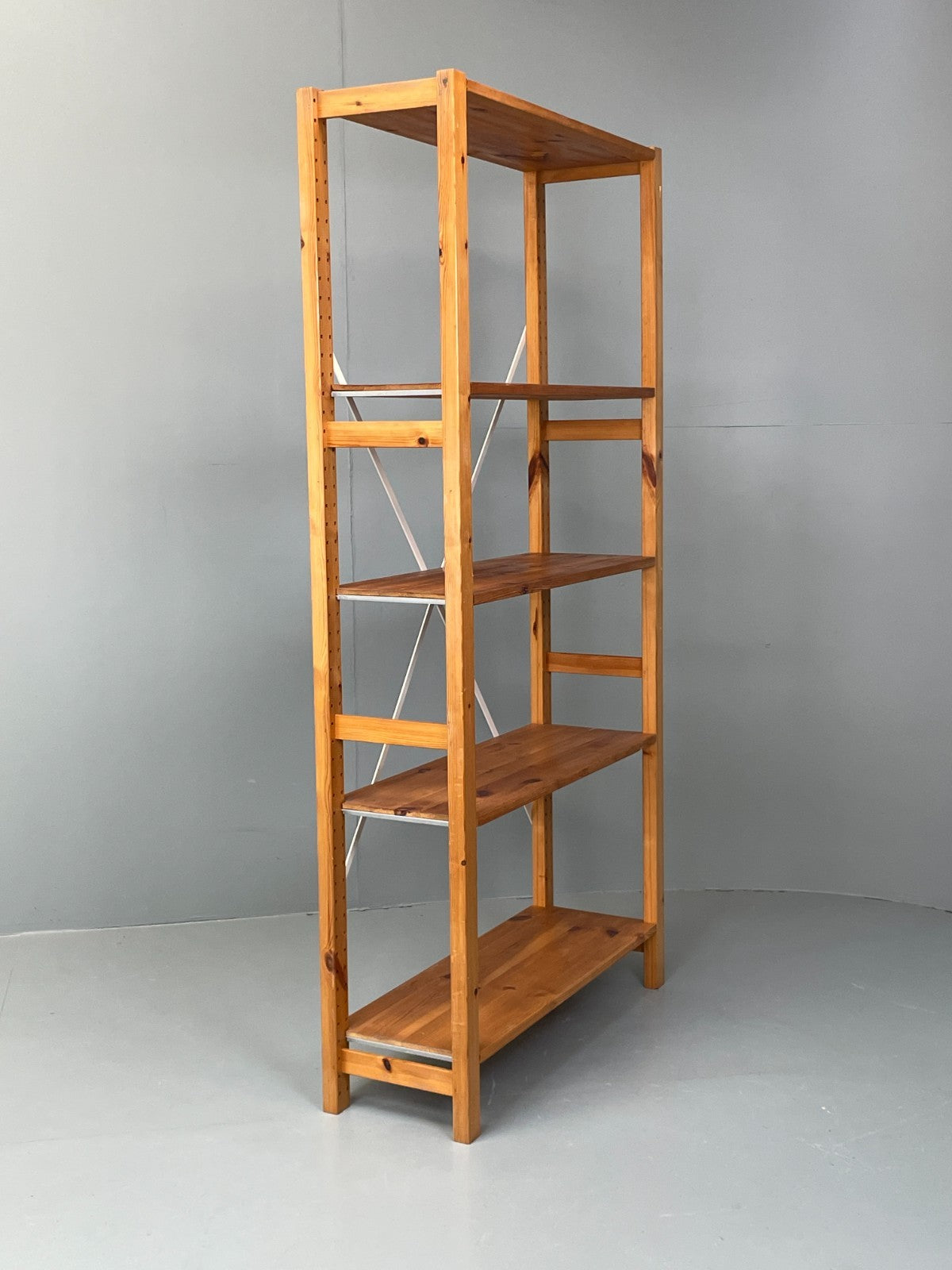Pine Open Shelving Unit Adjustable Retro Scandi Solid EB11784 MWOO13