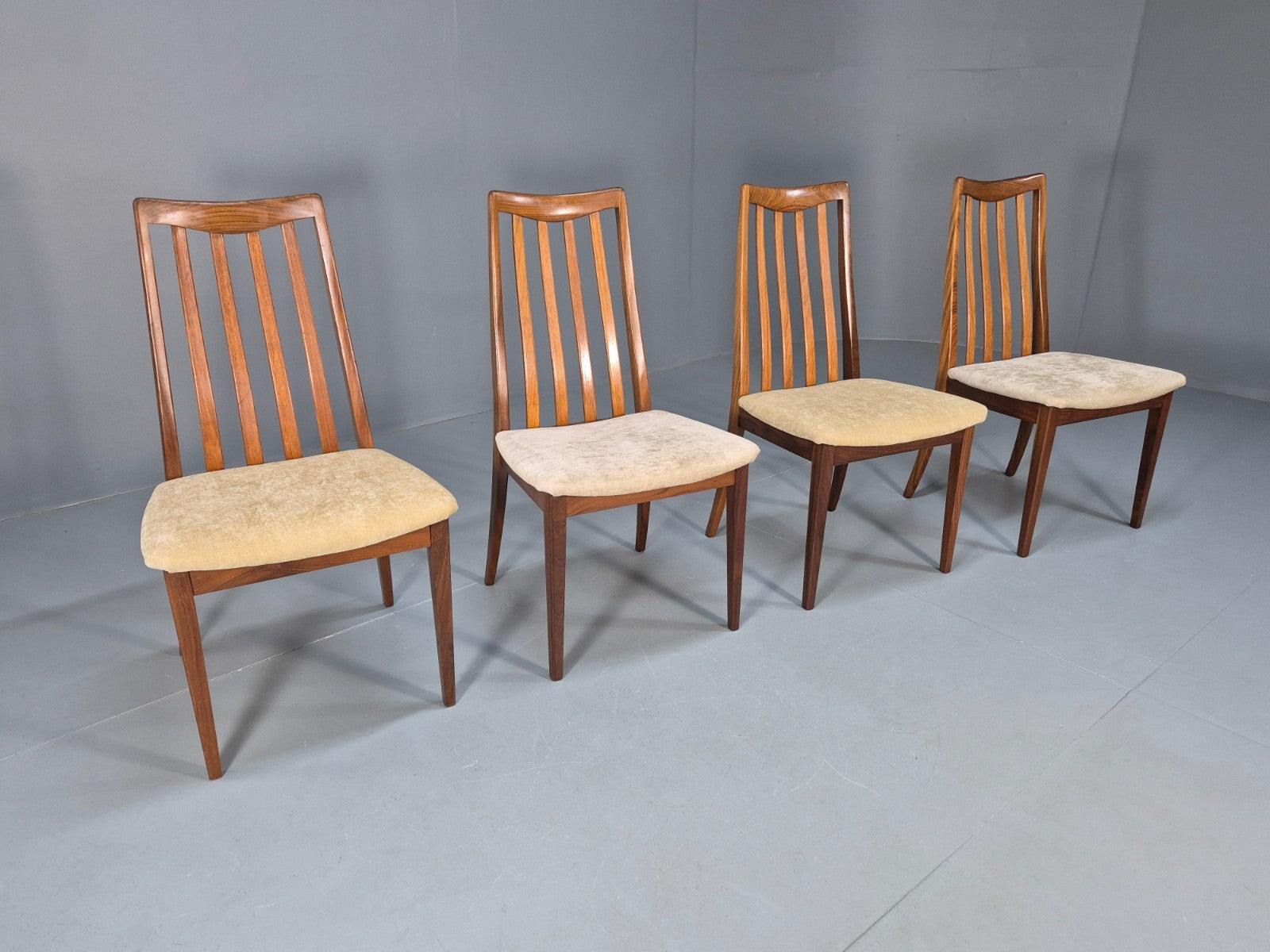 Vintage G Plan Fresco Dining Chairs 4 Teak Cream Seats 1970s Retro EB10206 MDIN0